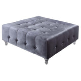 Chic Home Samson Clear Acrylic Legs Velvet Button-tufted Ottoman