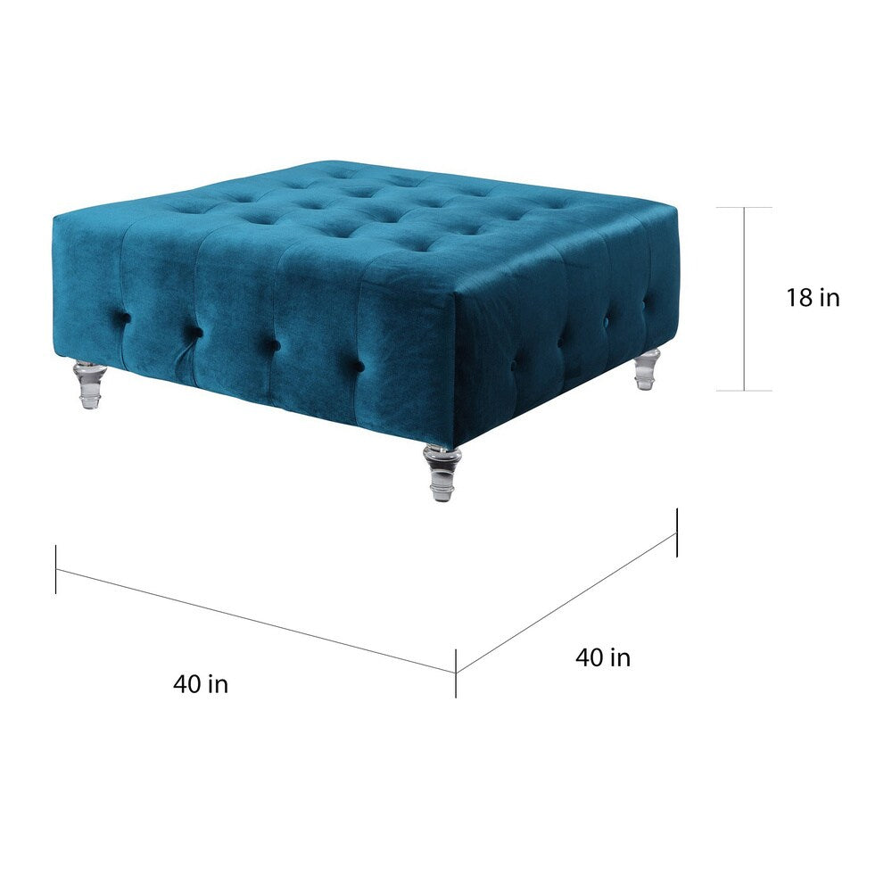 Chic Home Samson Clear Acrylic Legs Velvet Button-tufted Ottoman
