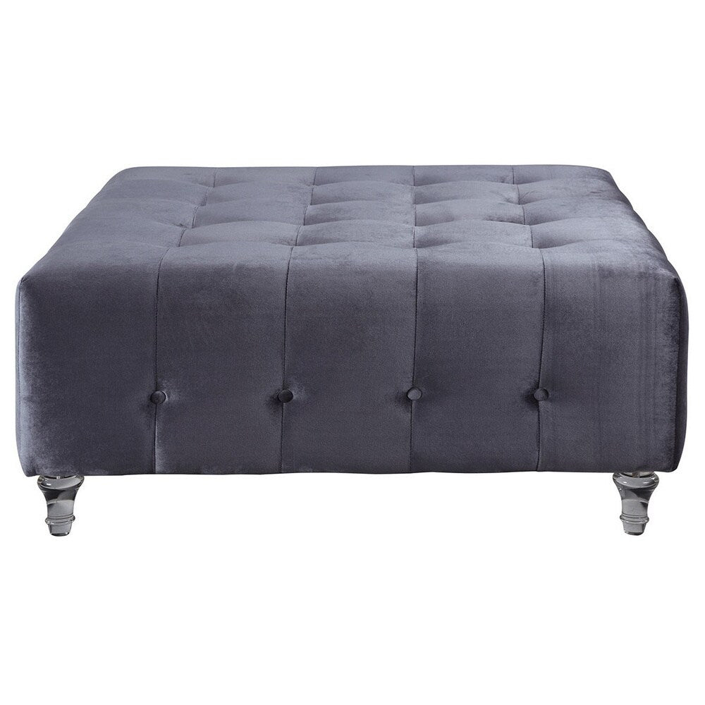 Chic Home Samson Clear Acrylic Legs Velvet Button-tufted Ottoman