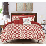 Chic Home Yabin, 10-piece Reversible Bed in a Bag Comforter Set, Red