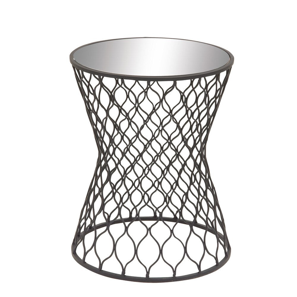 Multicolor Metal Chic Mirror Round Accent Table