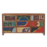 Chic Teak Chest With 9 Drawers Made From Recycled Teak Wood Fishing Boats