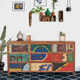 Chic Teak Chest With 9 Drawers Made From Recycled Teak Wood Fishing Boats