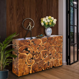 Chic Teak Rustic Teak Wood Akar Console Table