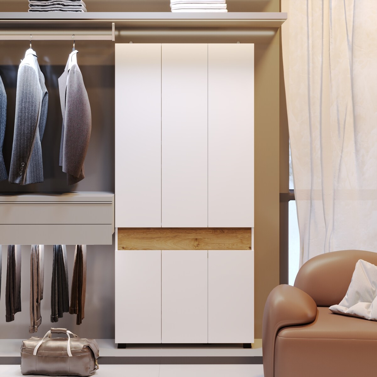 Chic Shoe Rack with Adjustable Poles and Multi-Compartment Storage
