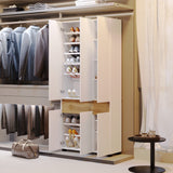 Chic Shoe Rack with Adjustable Poles and Multi-Compartment Storage