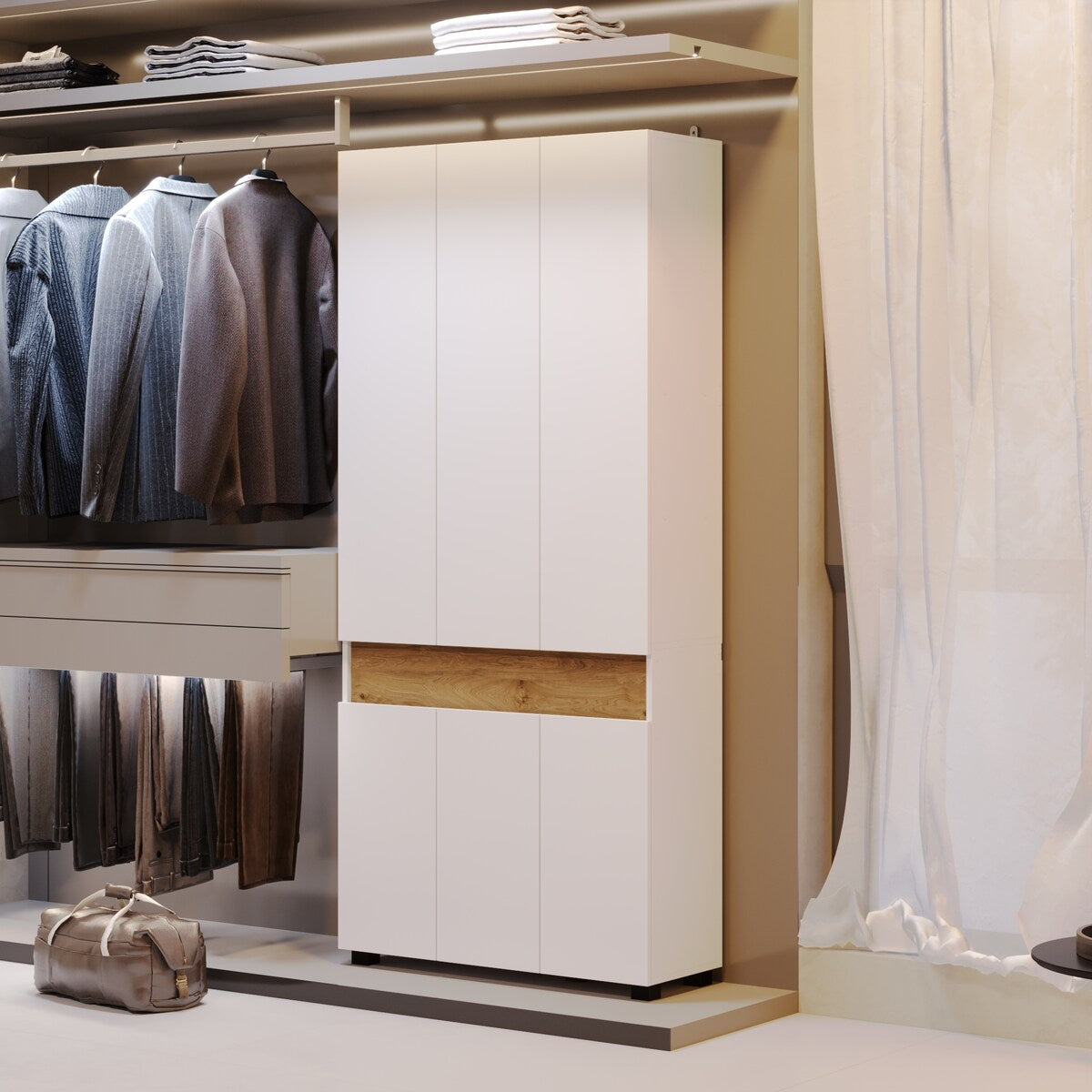 Chic Shoe Rack with Adjustable Poles and Multi-Compartment Storage