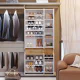 Chic Shoe Rack with Adjustable Poles and Multi-Compartment Storage