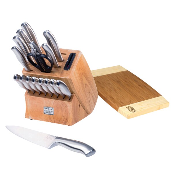 Chicago Cutlery 19-Piece Insignia Steel Knife Block with In-Block Sharpener and Cutting Board