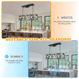 Chichoice 47"Noiseless Farmhouse Linear Hanging Ceiling Fan IndustriaL LED Light with Remote for Kitchen Island Dining Room
