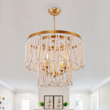 Chichoice Wood Beaded Chandelier Coastal Pendant Light Modern Farmhouse for Living Room, Bedroom, Dining Room, Kitchen