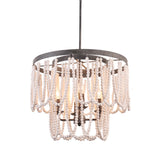 Chichoice Wood Beaded Chandelier Coastal Pendant Light Modern Farmhouse for Living Room, Bedroom, Dining Room, Kitchen
