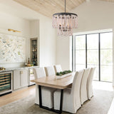 Chichoice Wood Beaded Chandelier Coastal Pendant Light Modern Farmhouse for Living Room, Bedroom, Dining Room, Kitchen
