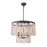 Chichoice Wood Beaded Chandelier Coastal Pendant Light Modern Farmhouse for Living Room, Bedroom, Dining Room, Kitchen