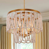 Chichoice Wood Beaded Chandelier Coastal Pendant Light Modern Farmhouse for Living Room, Bedroom, Dining Room, Kitchen