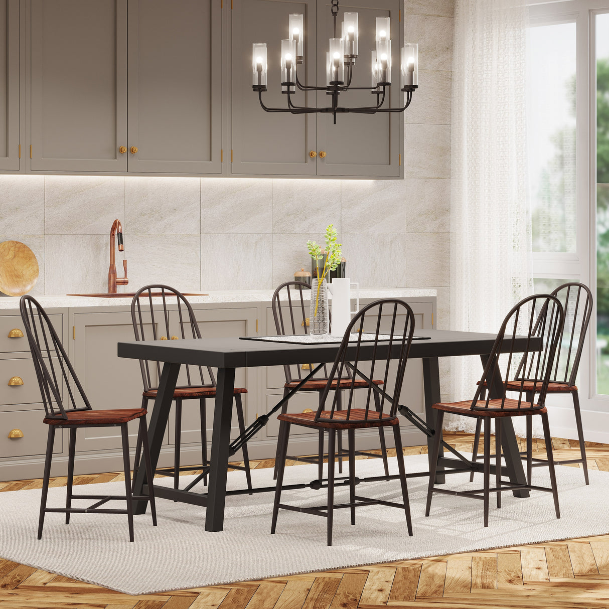 Chilacot Iron and Wood 7 Piece Dining Set by Christopher Knight Home
