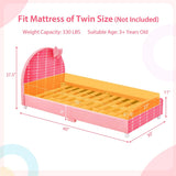 Children Twin Size Upholstered Platform Single Bed with Headboard