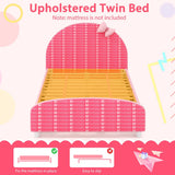 Children Twin Size Upholstered Platform Single Bed with Headboard