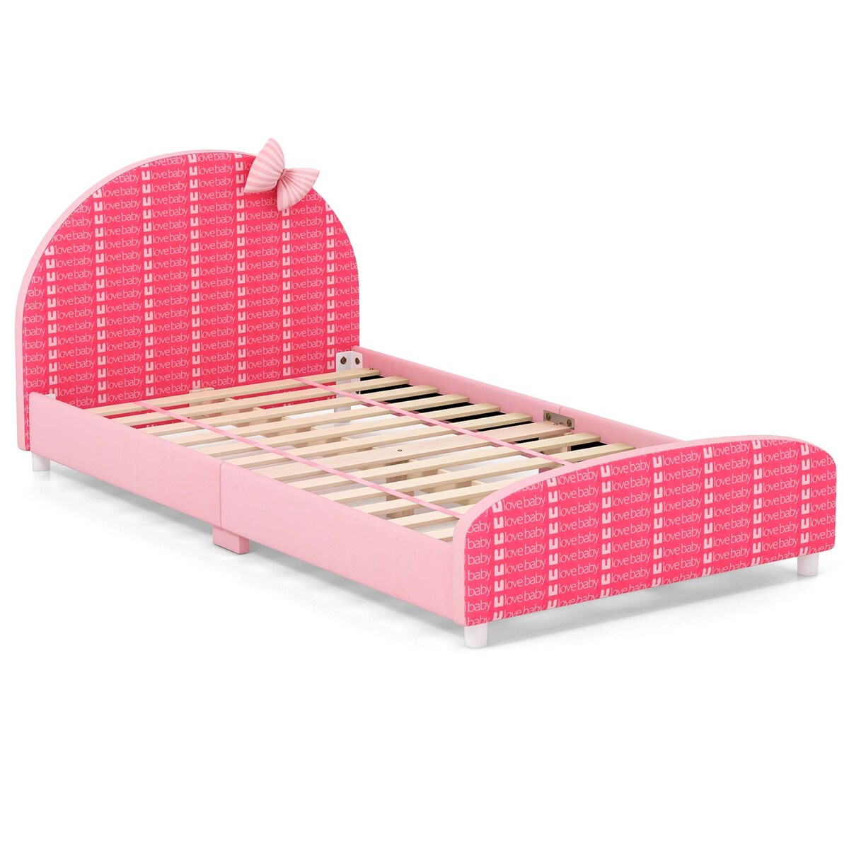 Children Twin Size Upholstered Platform Single Bed with Headboard