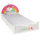 Children Twin Size Upholstered Platform Single Bed