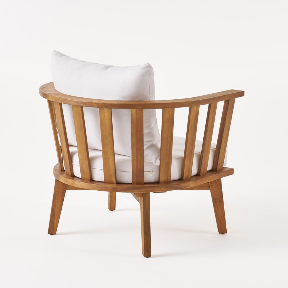 Chilian Outdoor 2 Seater Acacia Wood Club Chairs and Side Table Set by Christopher Knight Home