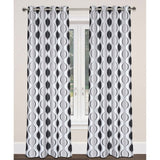 LJ Home Fashions Chill Faux Silk Hourglass Design Grommet Top Curtain Panel Pair