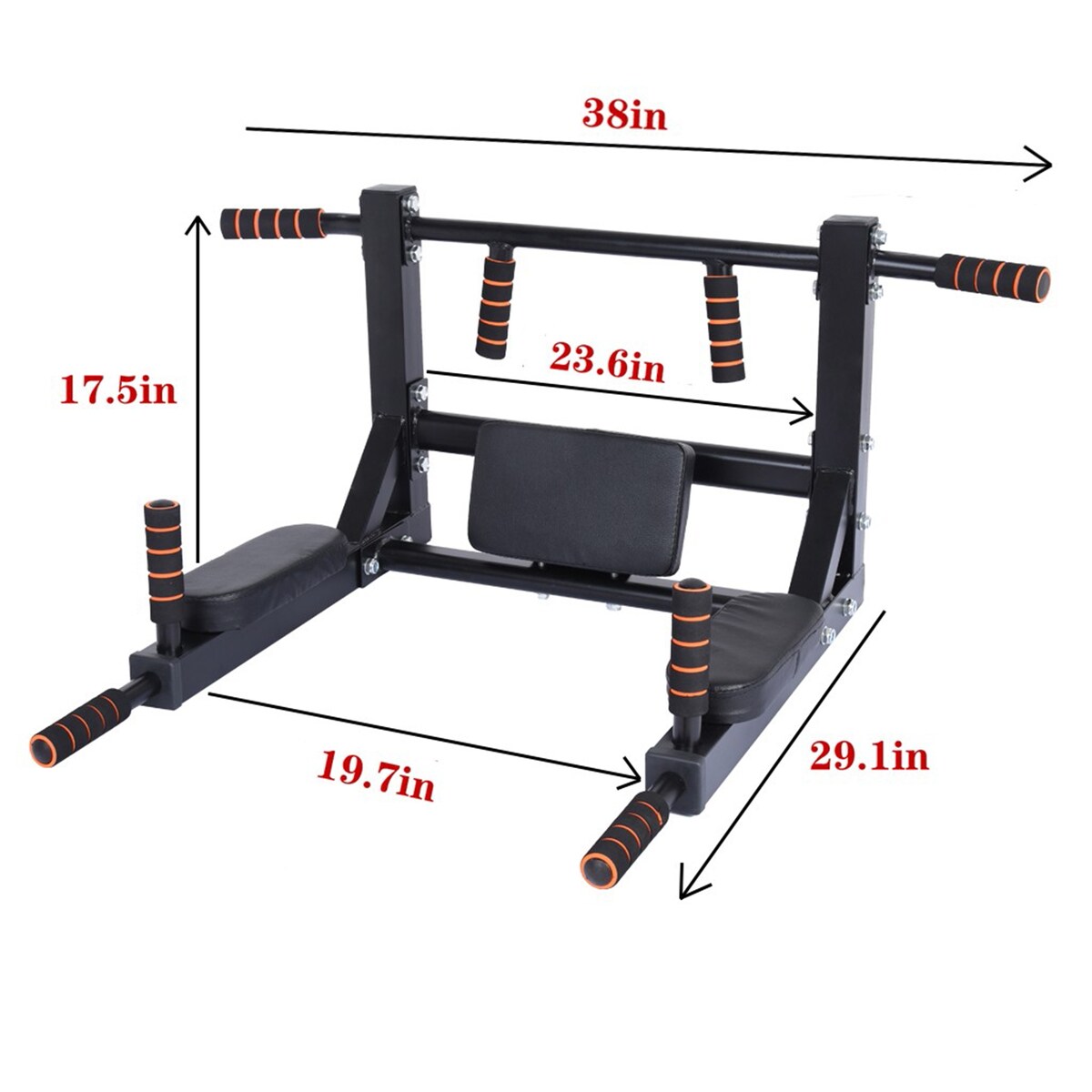 Chin Up Rod Wall Mounted Pull Up Bar Home Indoor Fitness Multifunctional Full Body Pull Rod 440LB Exercise Black