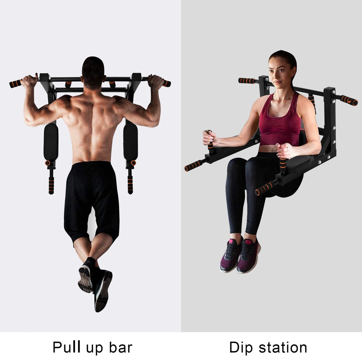 Chin Up Rod Wall Mounted Pull Up Bar Home Indoor Fitness Multifunctional Full Body Pull Rod 440LB Exercise Black
