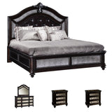 Chloe 5-piece Mirrored and Tufted Leather King-size Bedroom Set