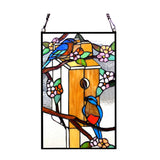 Chloe Tiffany Style Birdhouse With Birds Design Stained Glass Window Panel