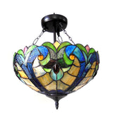 Tiffany Style Victorian Design 2-light Dark Bronze Semi-Flush Mount