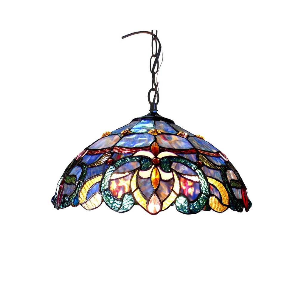 Chloe Nora Collection Tiffany Style Victorian Design 2-light Dark Antique Bronze Pendant