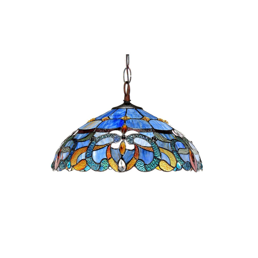 Chloe Nora Collection Tiffany Style Victorian Design 2-light Dark Antique Bronze Pendant