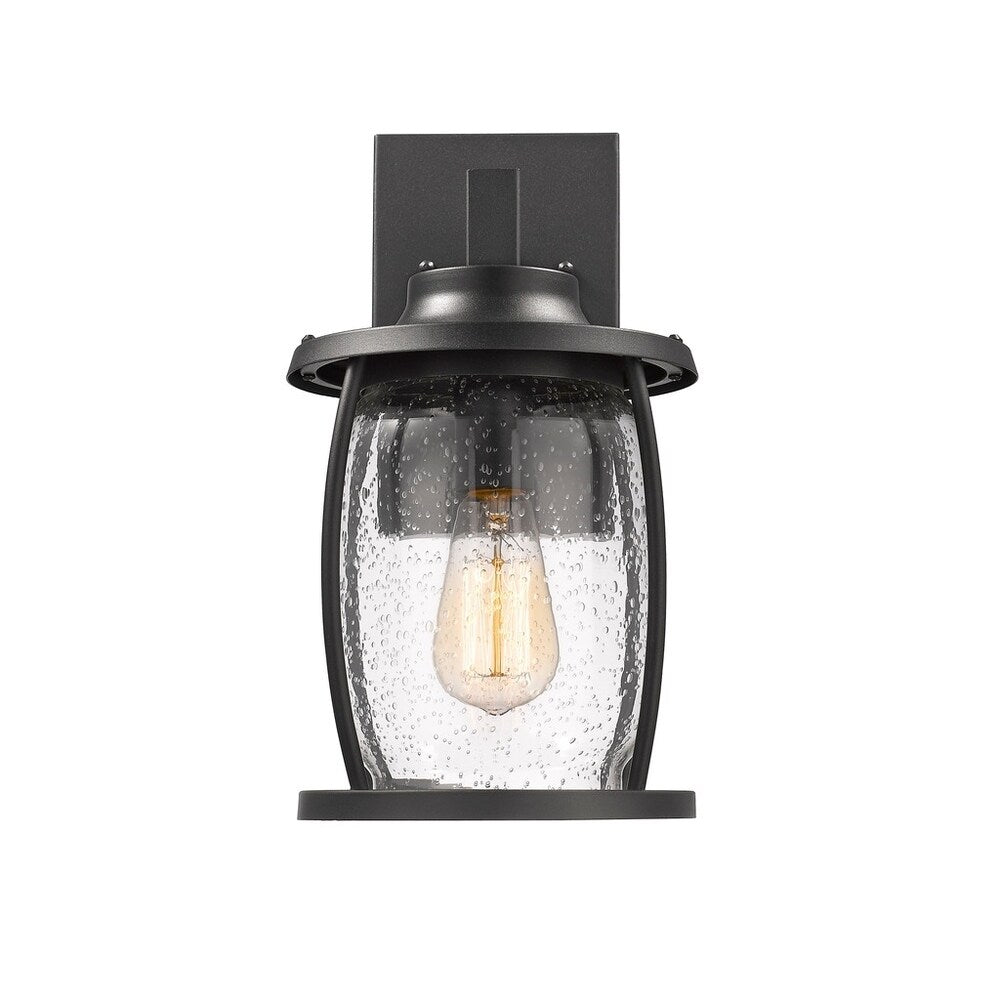 Transitional 1-light Textured Black Outdoor Wall Sconce