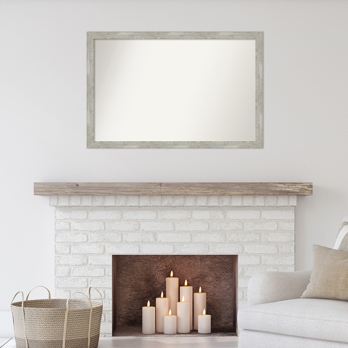 Custom Wall Mirror, 32-in side, Dove Greywash Narrow Framed Wall Mirror - Dove Greywash Narrow