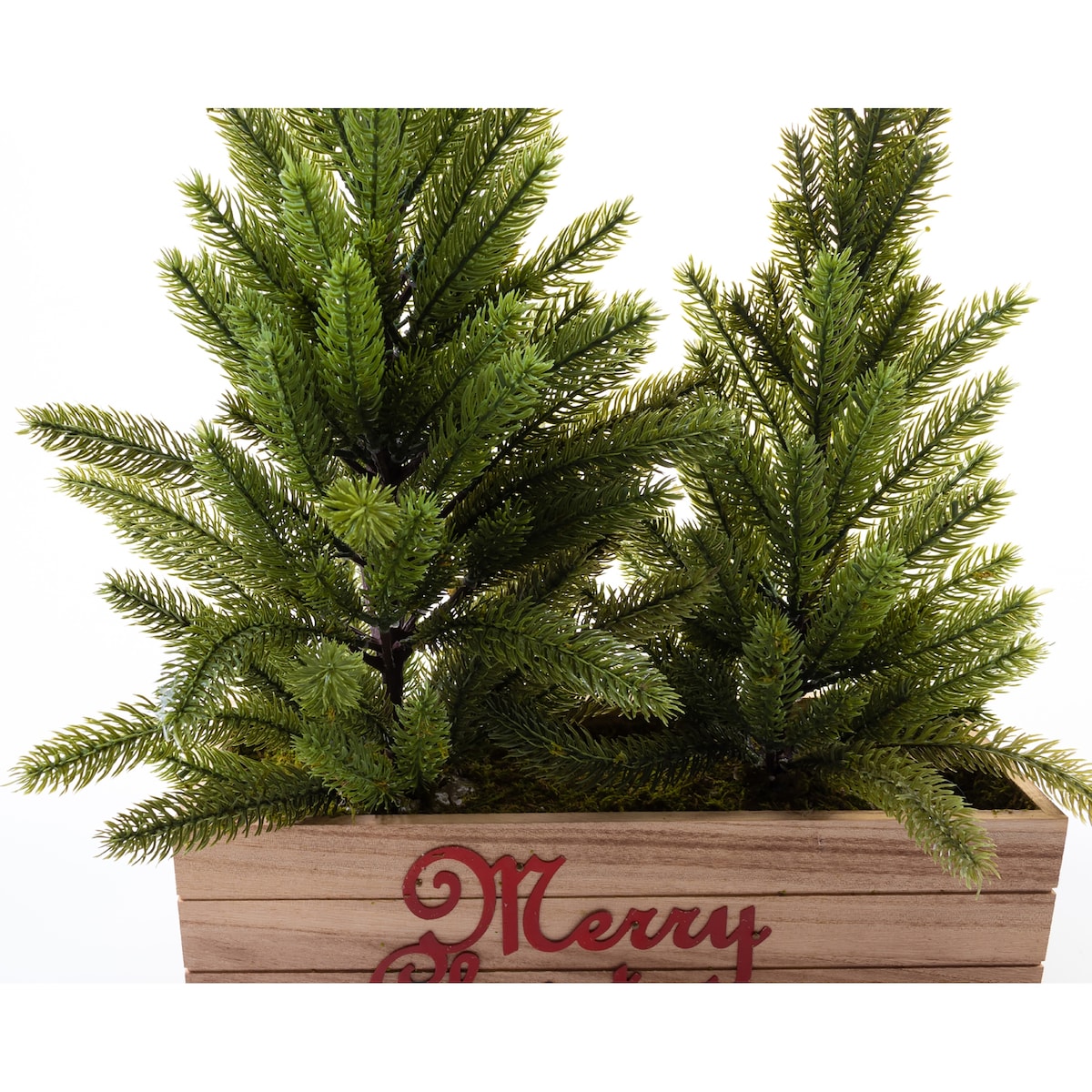 Christmas 2 ft. "Merry Christmas" 2- Pine Tree Wooden Box Decoration