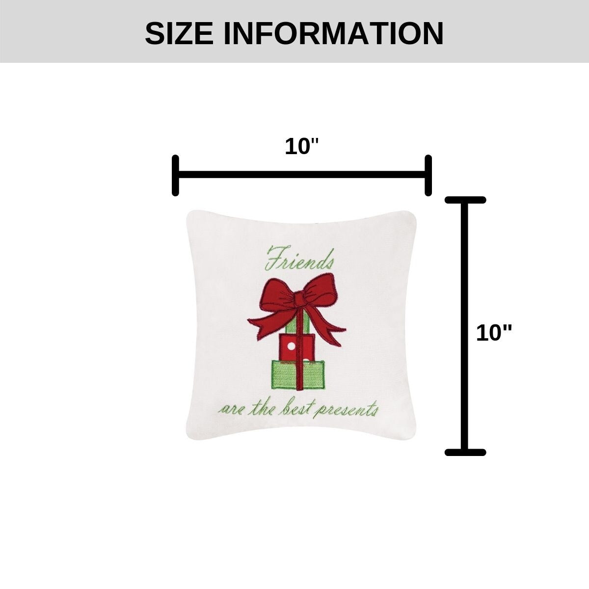Christmas Best Presents Embroidered Decorative Accent Throw Pillow