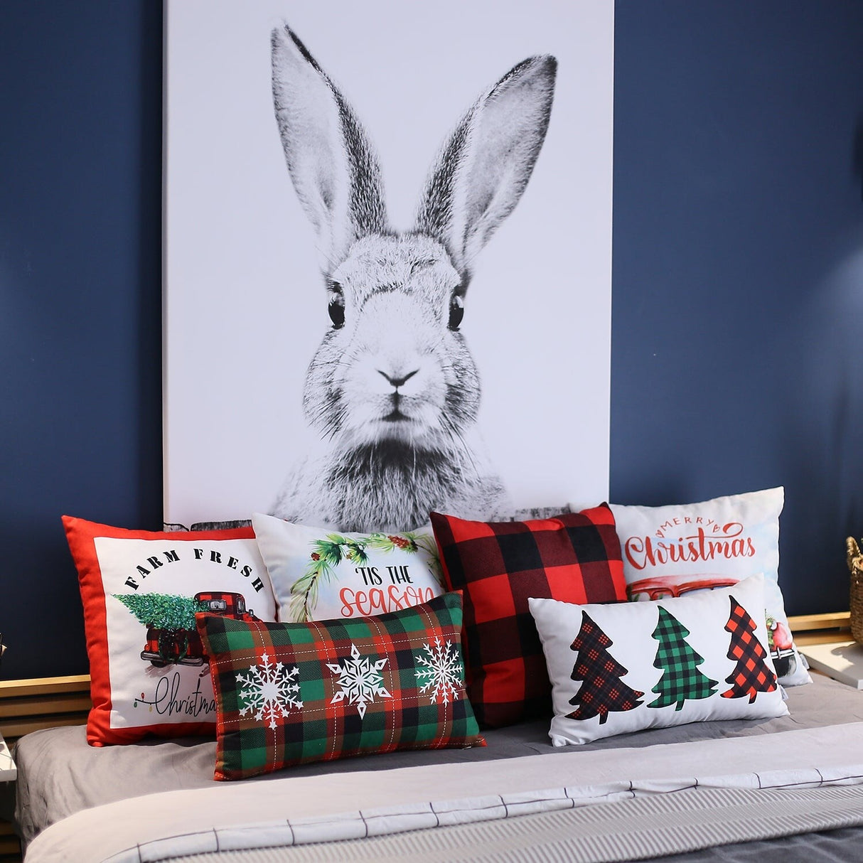 Christmas Car Square Printed Throw Pillow Covers (Set of 2)