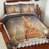 Golden Christmas Tree Comforter and Pillow Sham Set