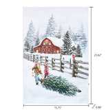 Christmas Tree Old-Fashion Winter Canvas Print with LED Lights - 23.62" H x 15.75" W x 0.98" D
