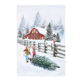 Christmas Tree Old-Fashion Winter Canvas Print with LED Lights - 23.62" H x 15.75" W x 0.98" D
