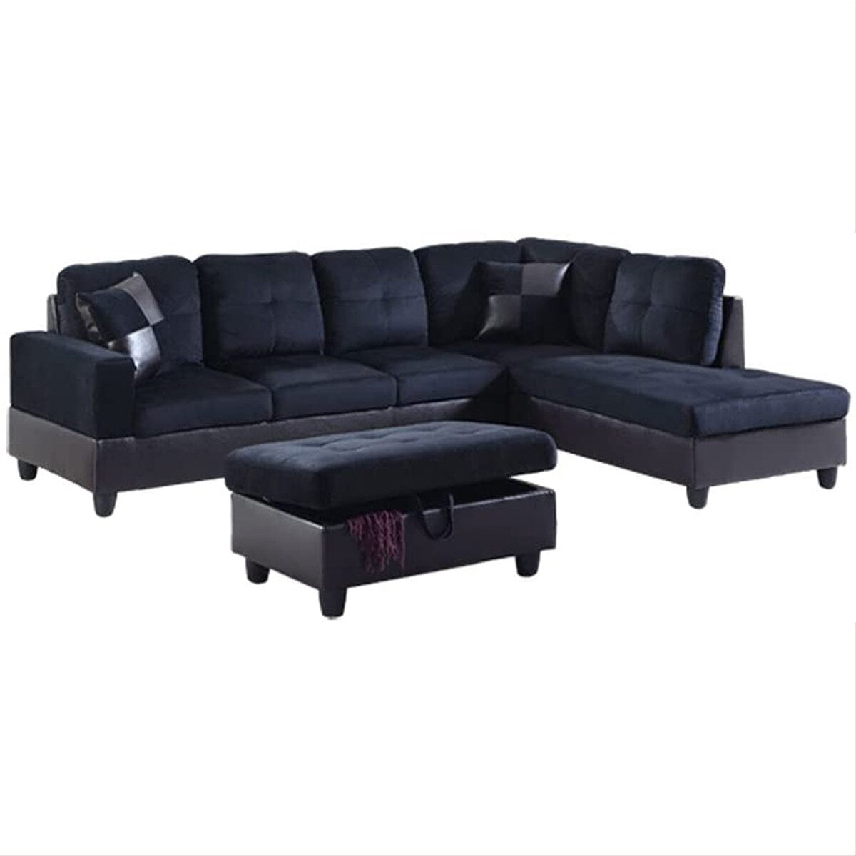 Christopher 104"Wide 3-Pieces Sectional Sofa Set,Midnight Blue(112)