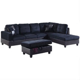 Christopher 104"Wide 3-Pieces Sectional Sofa Set,Midnight Blue(112)