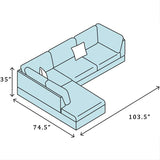 Christopher 104"Wide 3-Pieces Sectional Sofa Set,Midnight Blue(112)