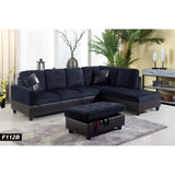 Christopher 104"Wide 3-Pieces Sectional Sofa Set,Midnight Blue(112)
