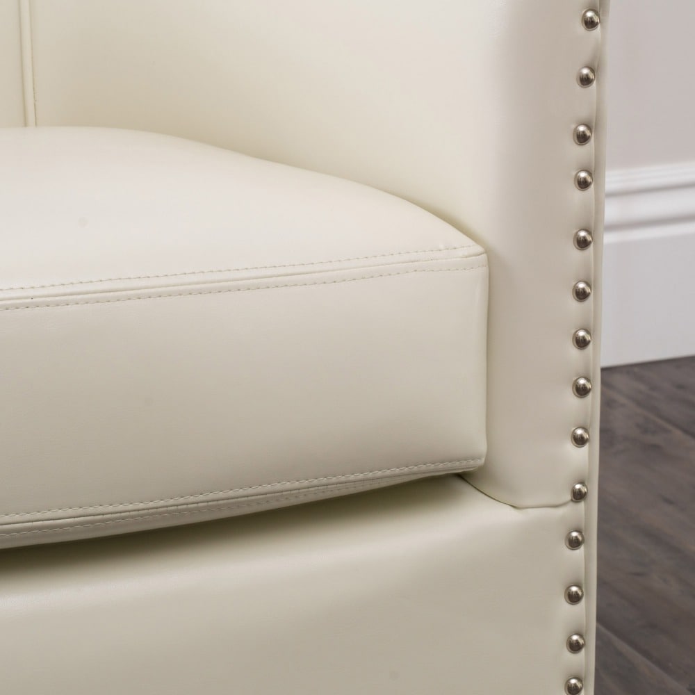Austin Ivory Bonded Leather Club Chair by Christopher Knight Home