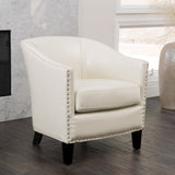 Austin Ivory Bonded Leather Club Chair by Christopher Knight Home