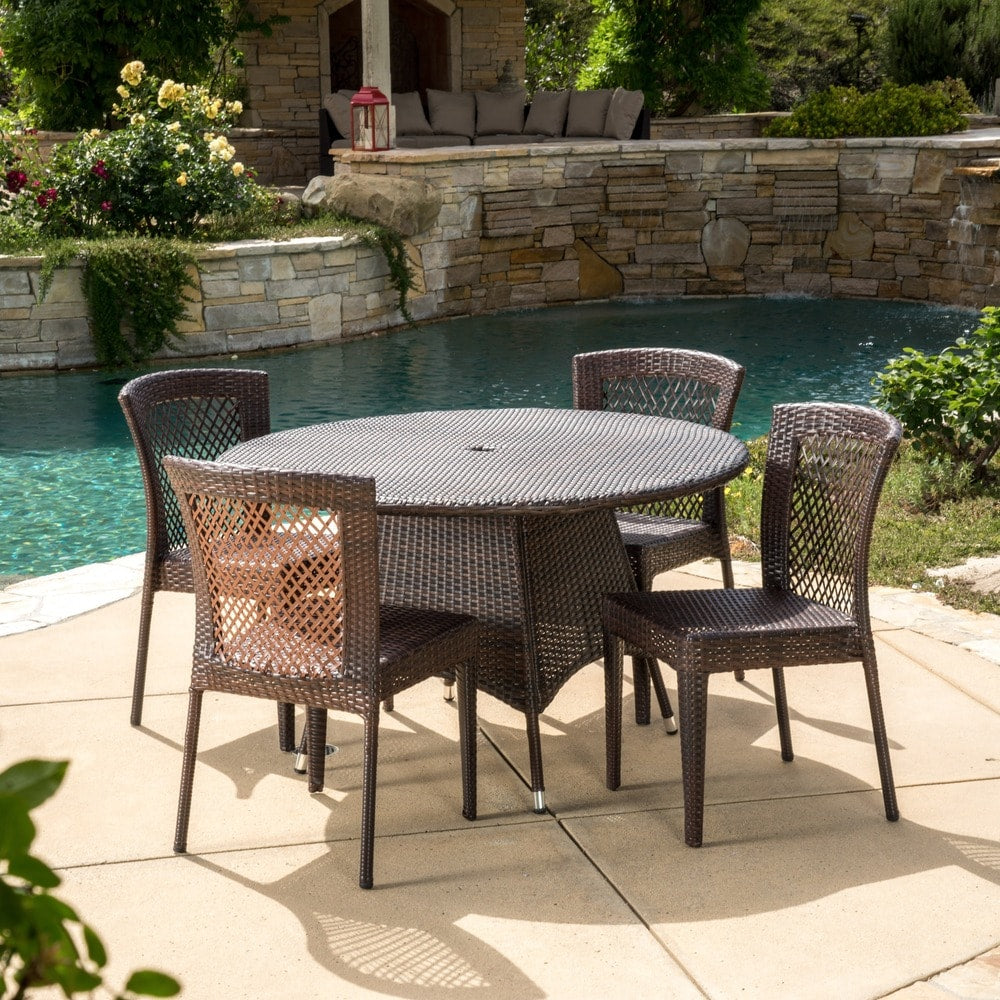 Bertha Outdoor 5-piece Wicker Dining Set by Christopher Knight Home