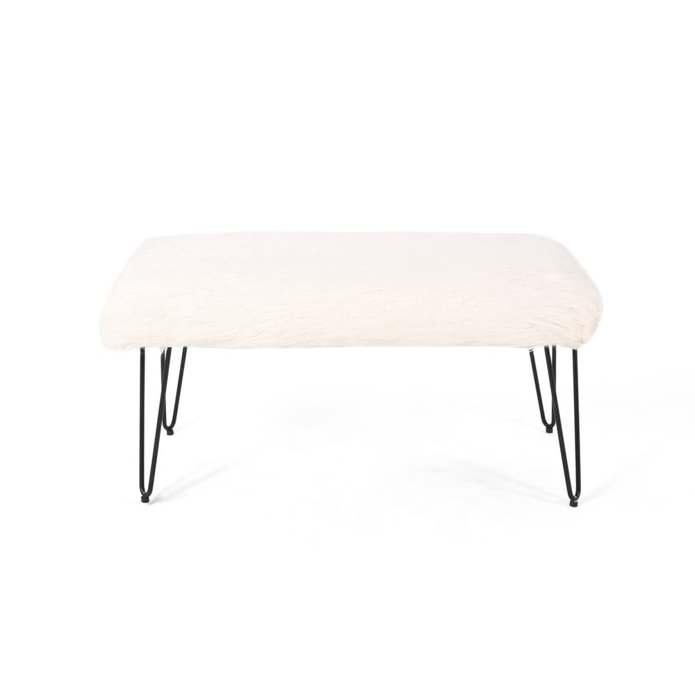 Binniker Faux Fur Bench with Hairpin Legs by Christopher Knight Home