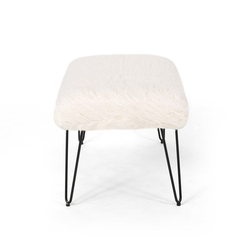 Binniker Faux Fur Bench with Hairpin Legs by Christopher Knight Home